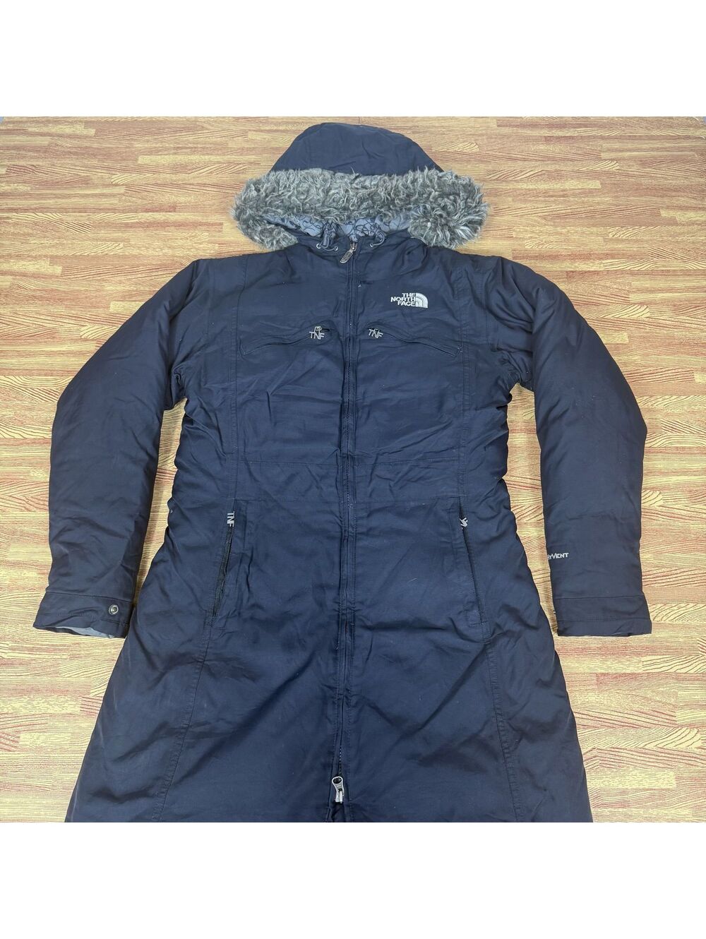 The North Face Womens Black Hooded Winter Parka Coat Small *FLAWED READ*